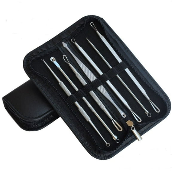 7-Piece Blackhead Remover Kit Professional Comedone Extractor Tool Set for Acne, Whitehead Popping & Blemish Treatment with PU Case TIKA