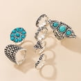 thumbnail image 1 of 7 Piece Bohemian Turquoise Ring Set for Women, Vintage Joint Knuckle Stackable Rings Oval Gemstone Ring Stone Midi Finger Ring Pack Western Jewelry Gifts, 1 of 9