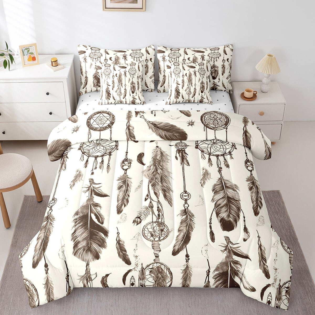 Boho Dreamcatcher 3-Piece Quilted Bedding Set NCU0DQQ0717