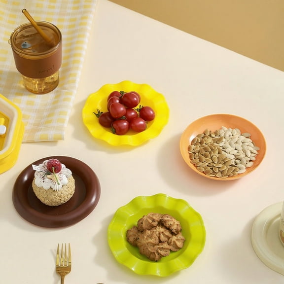 7-Piece Burger Style Serving Dish Set - Stackable Mini Plates and Bowls for Condiments Snacks and Creative Table Presentation