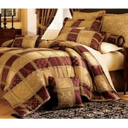 7 Piece Burgundy Jewel Patchwork Comforter Set Queen