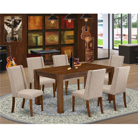 7 Piece Celina Dining Set - Sand Blasting Antique Walnut