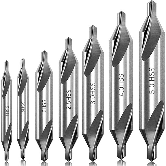 7-Piece Center Drill Bit Set - M2 HSS 60 Countersink Tools 1.0-5.0mm with Protective Case