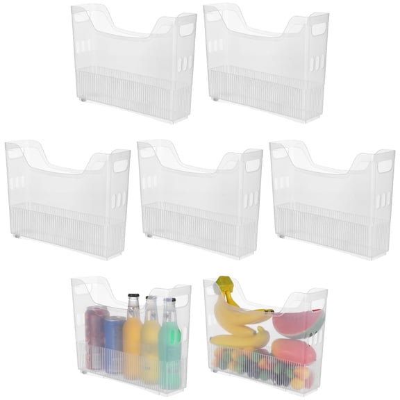 7-Piece Clear Plastic Freezer Organizer with Wheels for Home and Office