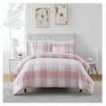 thumbnail image 1 of 7 Piece Comforter Set Bag Solid Color All Season Soft Down Alternative Blanket & Luxurious Microfiber Bed Sheets, King, Checkered Box Blush, 1 of 5