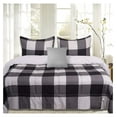 thumbnail image 1 of 7 Piece Comforter Set Bag Solid Color All Season Soft Down Alternative Blanket & Luxurious Microfiber Bed Sheets, King, Buffalo Plaid Black/Gray/Black Sheet, 1 of 5