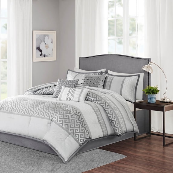7 Piece Comforter Set Grey Cal King
