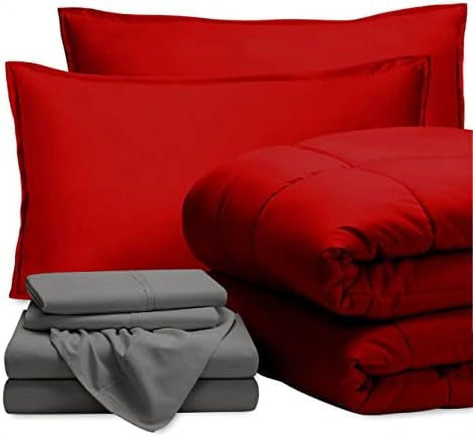 7 Piece Comforter & Sheet Set Split Head King Down Alternative