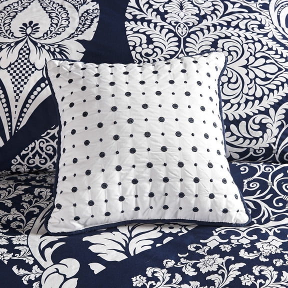 7 Piece Cotton Printed Comforter Set Indigo Cal King