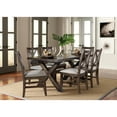 thumbnail image 1 of 7 Piece Dark Brown Dining Ensemble - Solid Construction Faux Exposed Collection 62-80 Inch Table 6 Chairs And Joinery, 1 of 2