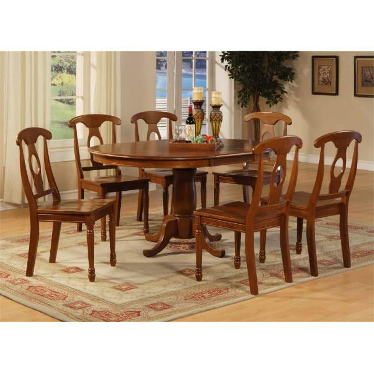 7 Piece Dining Room Set-Oval Dining Table With Leaf and 6 Chairs