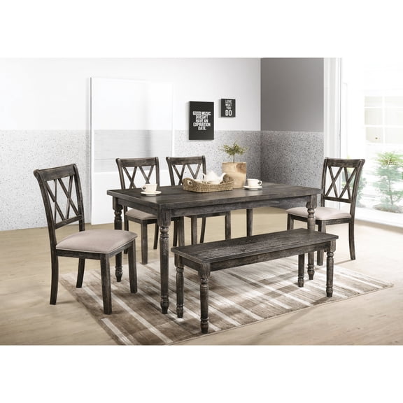 7 - Piece Dining Set - Beautifully Crafted Top - Breakfast Nook - Enhances Decor