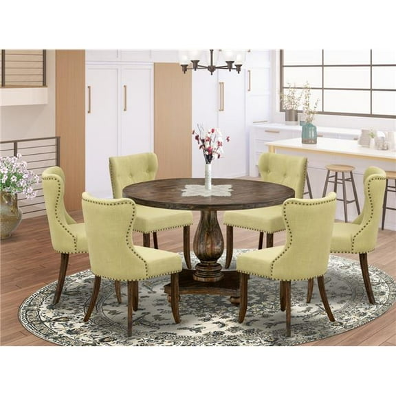7 Piece Dining Set - Limelight & Distressed Jacobean