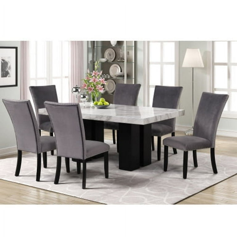 Dining table and 6 chairs marble hot sale