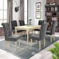 thumbnail image 1 of 7 Piece Dining Table Set, Wood Rectangular Table and 6 Upholstered Chairs for Dining Room, Modern Kitchen Table Set for 6 Persons, Gray, 1 of 8
