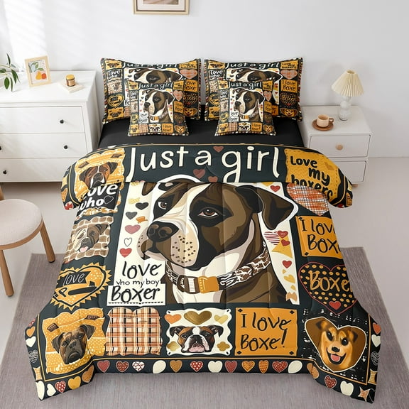 7 Piece Dog Print Bedding Sets Cute Bernese Mountain Dog Queen Bed in a Bag, Dog Paw Print Comforter Set with Sheets for Dog Lovers Bed Set, Cute Pet Dog Decor Sheets Teen