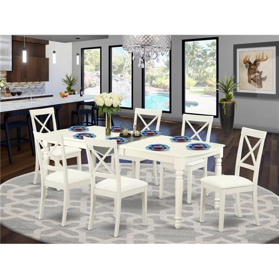 7 Piece Dover Dining Table Set - Linen White