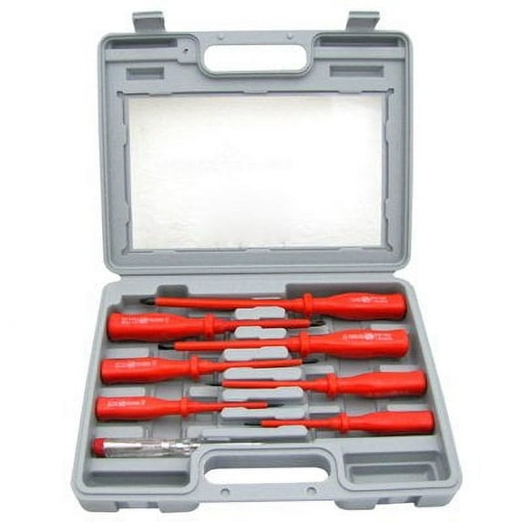 7 Piece Electrician Grade Non Shock Screwdriver Insulated Screw driver Set (Carrying Case Included)