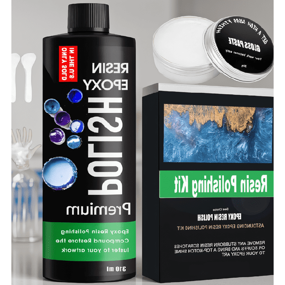 7-Piece Epoxy Resin Polishing Kit, Scratch Removal and Gloss Set with 310ml Resin Polish, 30g Epoxy Polish, Scrapers and Sponges
