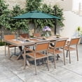 thumbnail image 1 of 7 Piece Extendable Patio Dining Sets, All-Weather Outdoor Dining Sets with 83-inch Expandable Wood Dining Table and 6 Armchairs for Porch, Backyard, Camel, 1 of 9