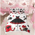 thumbnail image 1 of 7 Piece Fashion Woman Dress Bedding Sets Golden Polka Dots Bed in a Bag Full Red Black Dress Decor Comforter Set with Sheets Romantic Makeup Themed Bed Set Eiffel Tower Paris Sheets, 1 of 5