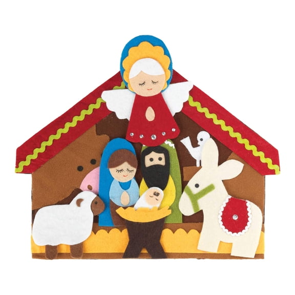 Dicksons Movable Nativity Festive 12 x 10 Polyester Felt Christmas Figurines Set of 7