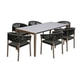 thumbnail image 1 of 7 Piece Fineline & Doris Indoor Outdoor Dining Set, Light Eucalyptus Wood with Superstone & Charcoal Gray Rope, 1 of 1