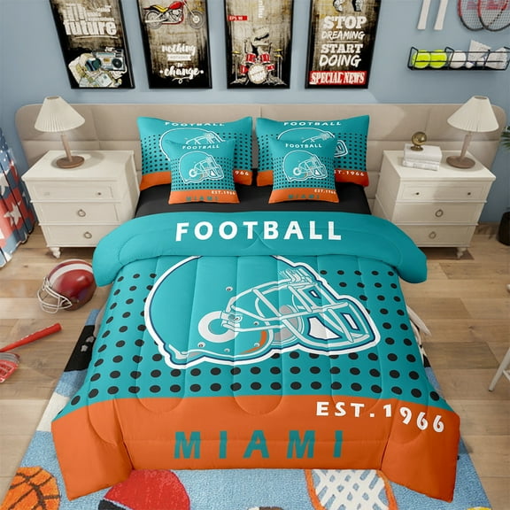 7 Piece Football Bedding Sets Twin Football City Bed in a Bag Sports Comforter Set with Sheets Football Lover Bed Set Football Team Sports Game Sheets(Kansas City)
