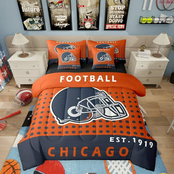 7 Piece Football City Bedding Sets Twin Size Football Bed in a Bags Football Team Sports Game Comforter Set with Sheets Football Lover Bed Set American Football City Sheets(Buffalo)