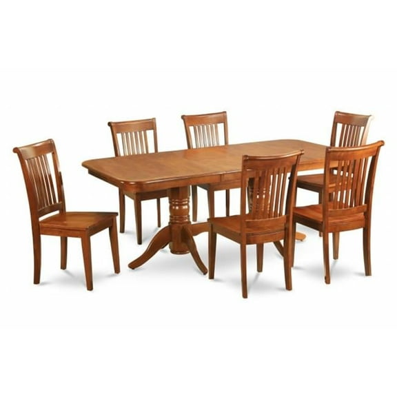 7 Piece Formal Dining Room Set Table With A Leaf and 6 Dining Room Chairs