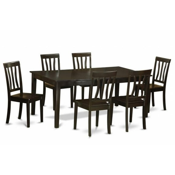 7 Piece Formal Dining Room Set-Table With Leaf and 6 Kitchen Chairs