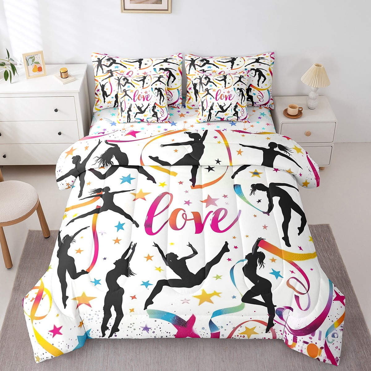 7 Piece Gymnastics Bedding Sets Twin Size Gymnastics Games Bed in a Bag ...