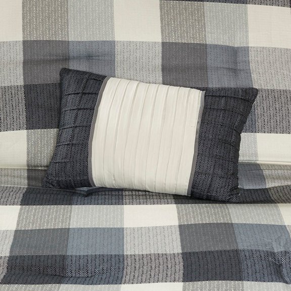 7 Piece Herringbone Comforter Set Grey King