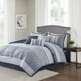 thumbnail image 1 of 7 Piece Jacquard Comforter Set Navy King, 1 of 14