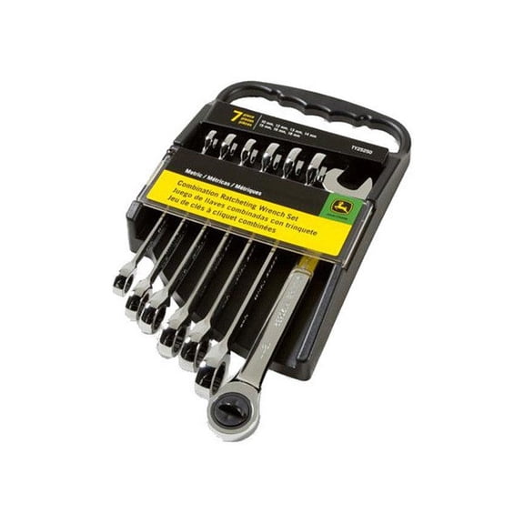 John Deere 7 Piece Metric Offset Ratcheting Combination Wrench Set - TY26999