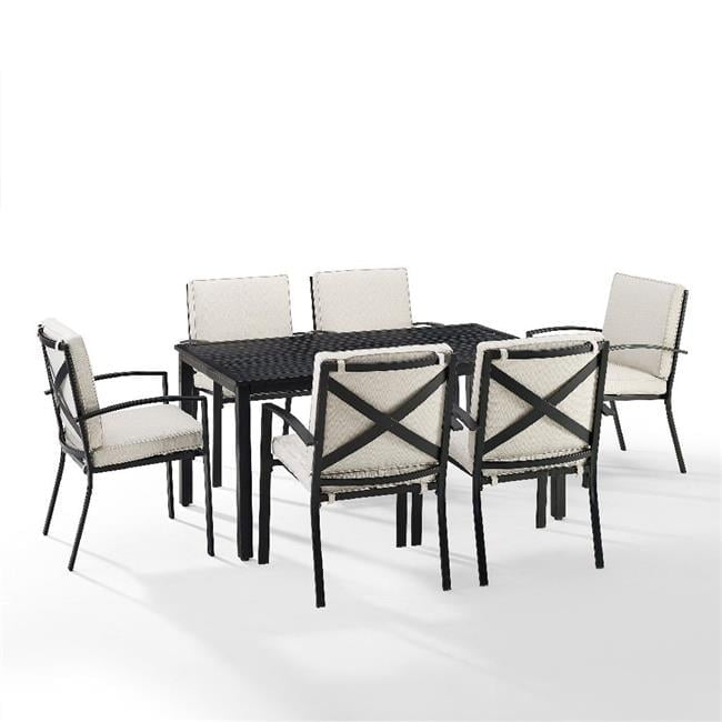Kaplan 7-Piece Bronze Outdoor Dining Set with Oatmeal Cushions