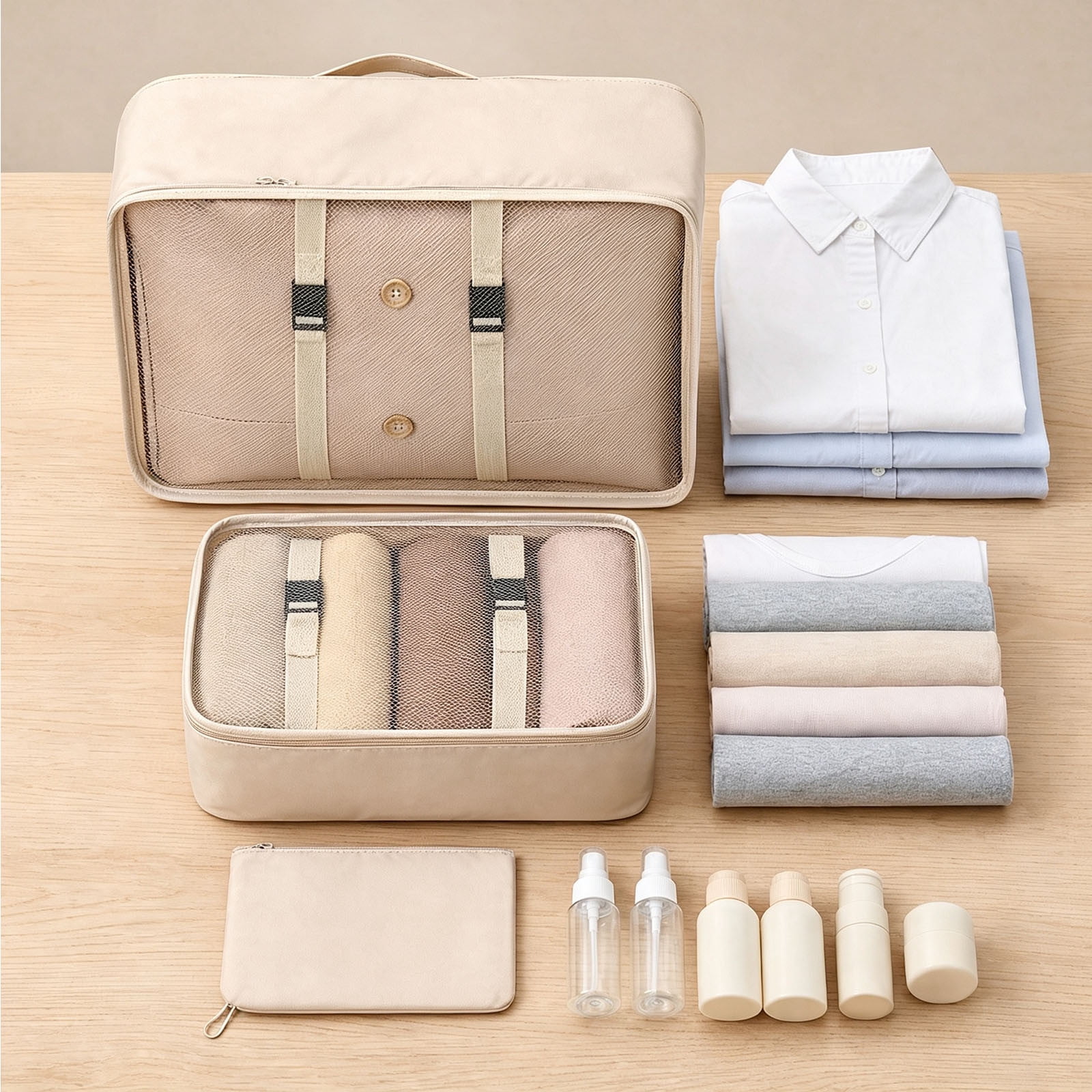7-piece-khaki-travel-organizer-set-luggage-bags-for-clothes-shoes-and