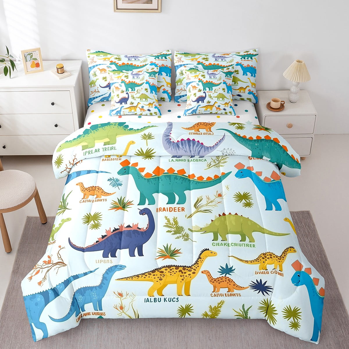 7 Piece Dinosaur Twin Bed in a Bag Cute Cartoon Animal Bedding Sets — free download