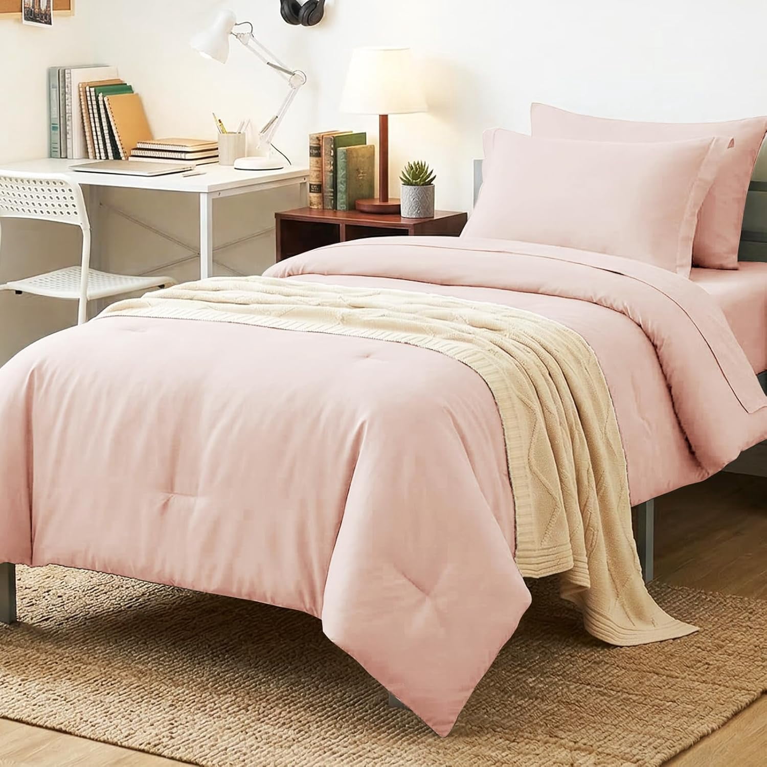 7-Piece King Grayish Blue Dusty Blue Down Alternative Comforter Set, Luxury Soft All Season Bed ...