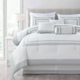 thumbnail image 1 of 7-Piece King Size Square Pattern White/Silver Breathable Comforter Set, Soft and Comfortable Hotel Style Bedding Set for Guest Room, Home, Hotel, Machine Washable, 1 of 5