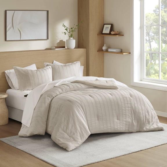 7-Piece King Woven Striped Comforter Set