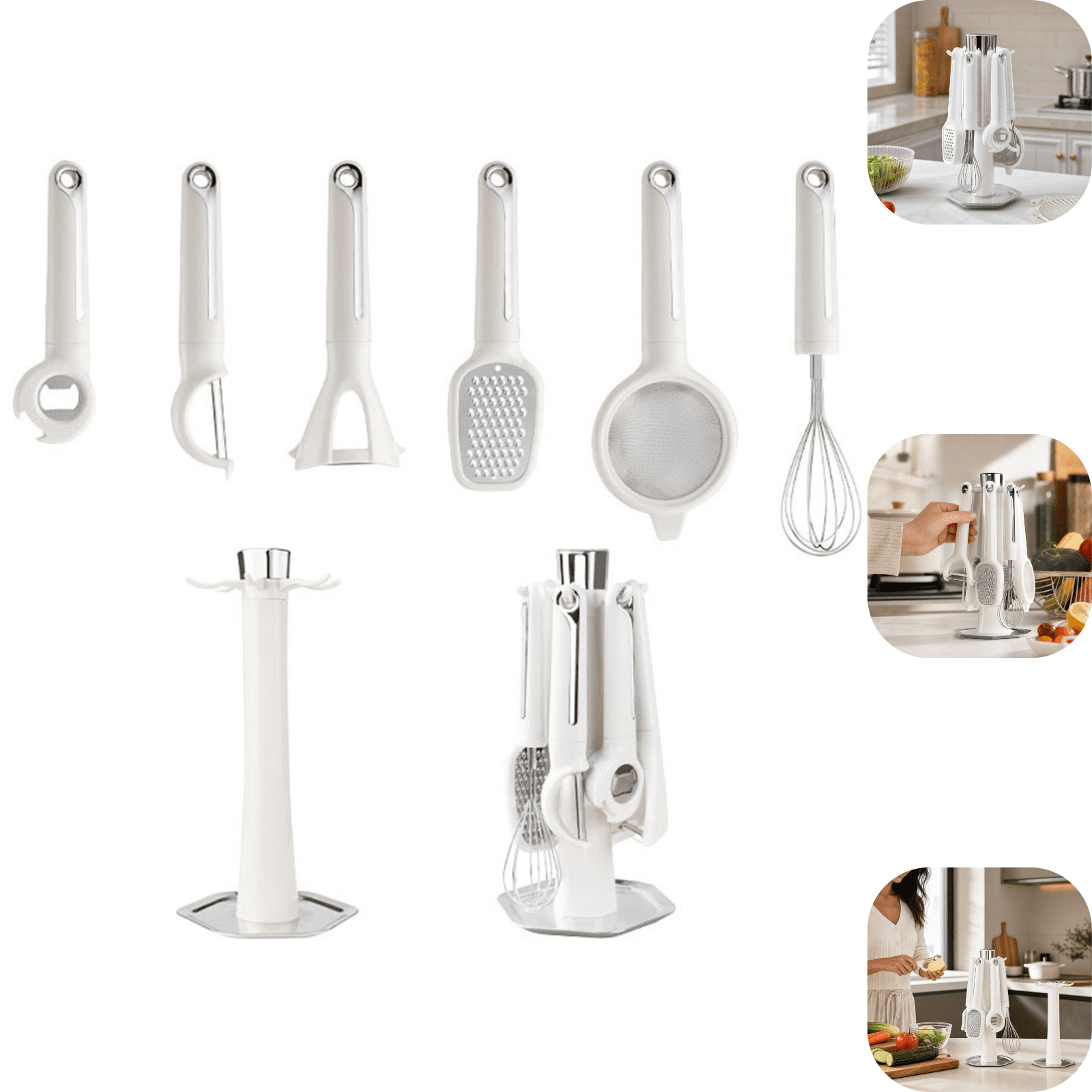 7 Piece Kitchen Gadget Set with Storage Stand, Multi Functional Kitchen ...
