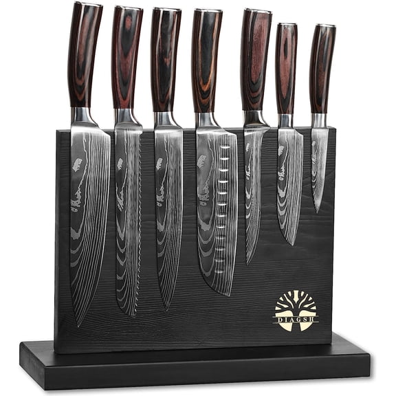 7-Piece Kitchen Knife Set with Magnetic Block - High Carbon Stainless Steel, Hand-Forged, Dishwasher Safe - Professional Knives Set with Block, Versatile Knife Sets for Kitchen
