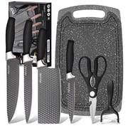 7-Piece Kitchen Knife Set with Cutting Board, Chef Knife, Utility Knife, Scissors, Ceramic PeelerBlack Handle