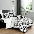 thumbnail image 1 of 7-Piece Kona Floral Black and White Comforter Set Queen Size, 1 of 7