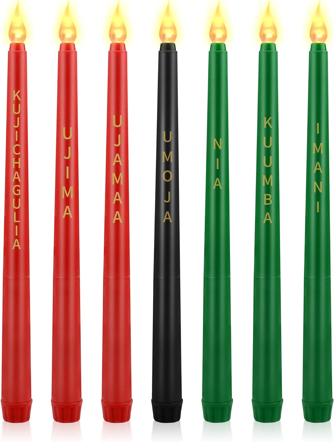 7Piece Kwanzaa Kinara LED Candles Set Flameless Taper Candles in Red