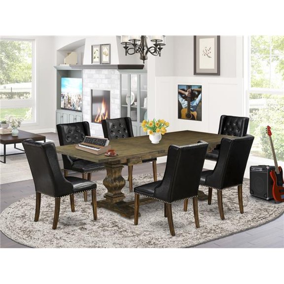 7 Piece Lassale Kitchen Dining Set - Distressed Jacobean & Black