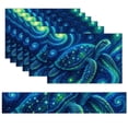 7 Piece Linen Table Runner and Placemats Set, Galaxy Turtle In Swirling ...