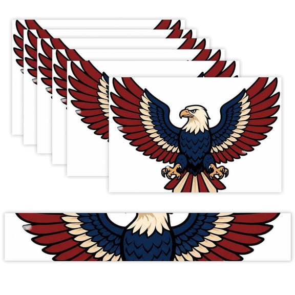 7 Piece Linen Table Runner and Placemats Set, Majestic Eagle Spread Wings Round Corner Heat Resistant Washable Table Mats for Home Kitchen Dining Party Decoration
