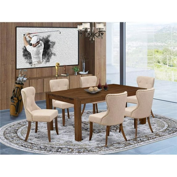 7 Piece Lismore Kitchen Dining Set - Sand Blasting Antique Walnut